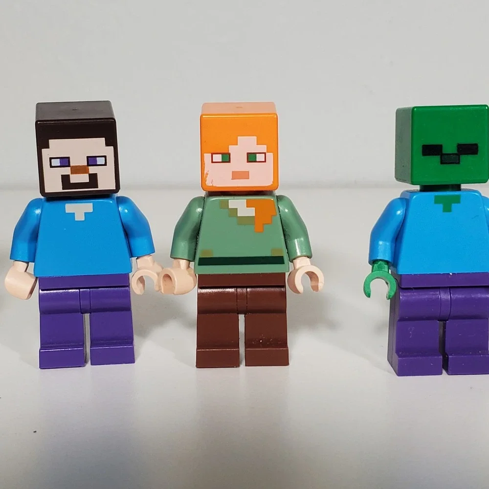 Lego Minecraft Minifigures Lot 6 Figures Steve Alex Skeleton Creeper Pillager
